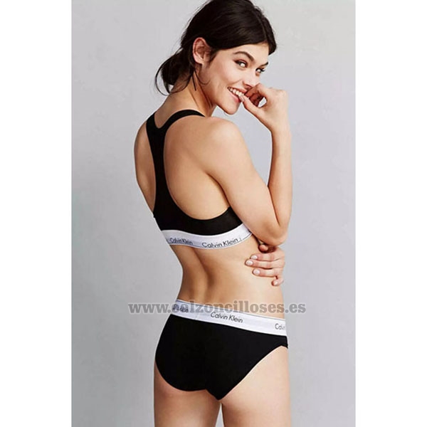 Conjunto Sujetador y Slip Calvin Klein Mujer Blanco Negro 